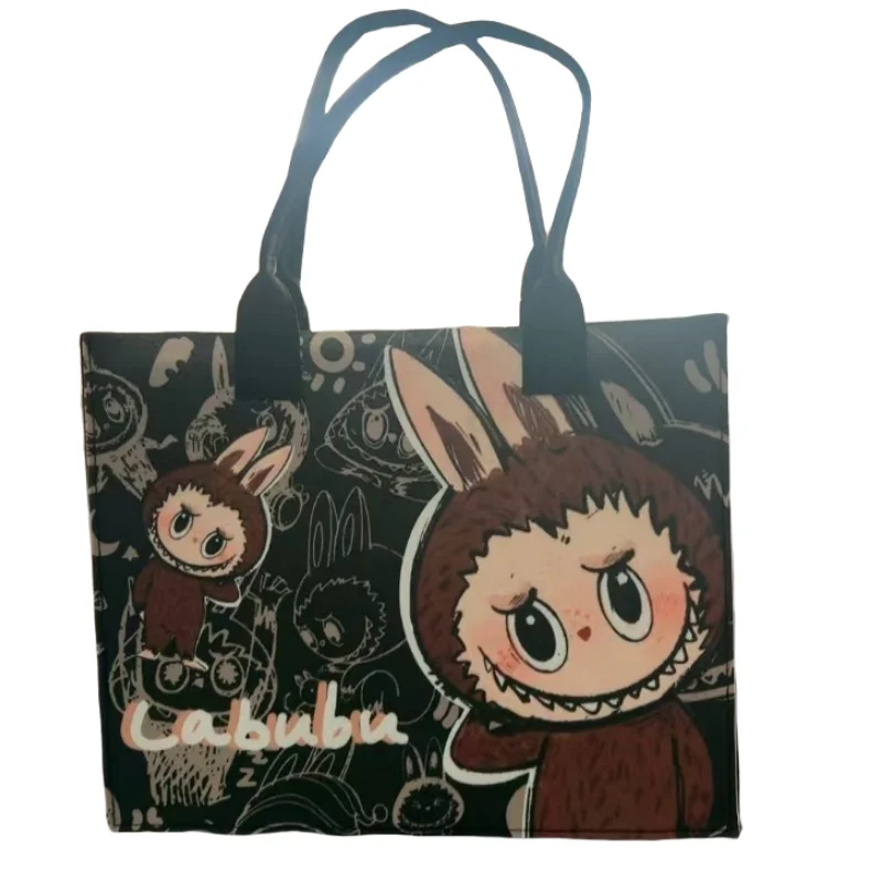 Labubu Creative Cartoon Anime Periphery Cute Print Student One Shoulder Hand Felt Bag Portable Open Large Capacity Travel Bag Labubu Creative Cartoon Anime Periphery Cute Print Student One Shoulder Hand Felt Bag Portable Open Large Capacity Travel Bag