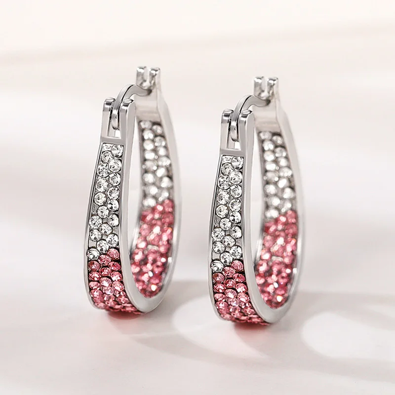 Huitan Colorful CZ Hoop Earrings Women Fashion Ear Hoop Accessories Luxury Bridal Wedding Earrings Statement Jewelry Drop Ship Huitan Colorful CZ Hoop Earrings Women Fashion Ear Hoop Accessories Luxury Bridal Wedding Earrings Statement Jewelry Drop Ship