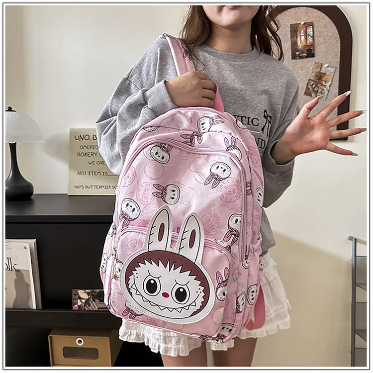 Large Capacity Cartoon Labubu Student Backpack Waterproof Kawaii Brown Monster Kids Cute Shouder Bag Elementary School Use Large Capacity Cartoon Labubu Student Backpack Waterproof Kawaii Brown Monster Kids Cute Shouder Bag Elementary School Use