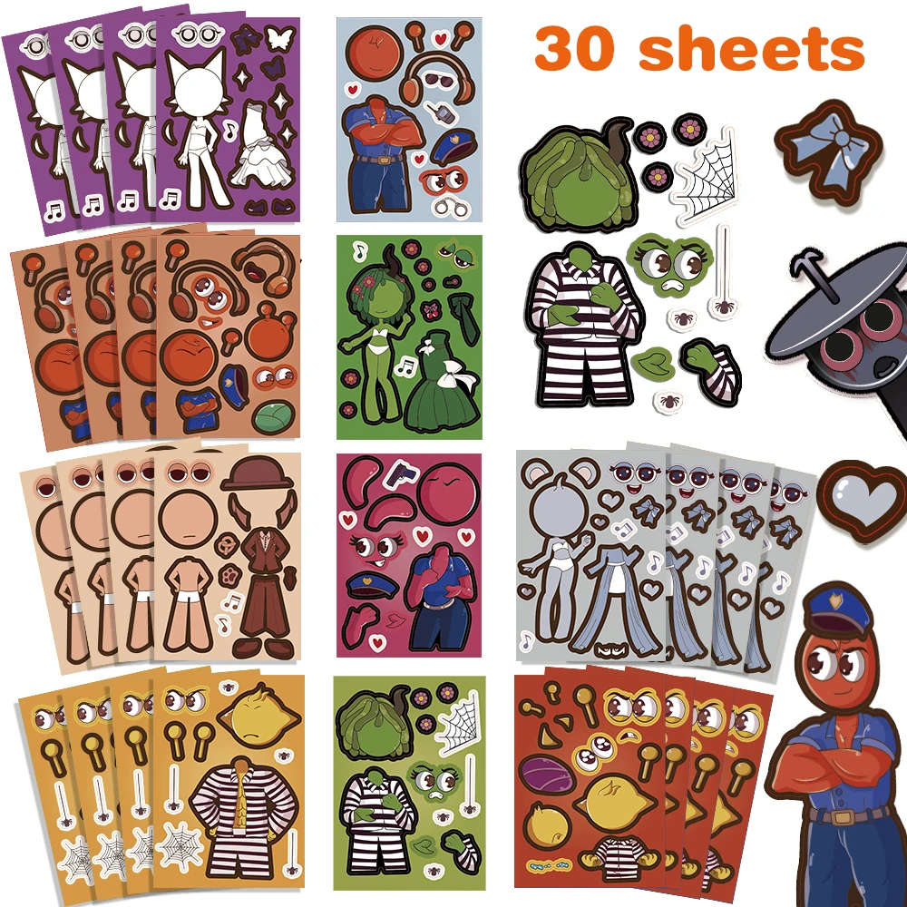 10 Sheets Sprunki Stickers Make A Face Puzzle Stickers Cartoon Parent-child Interactive Puzzle Ledger DIY Face Stickers Kid Gift 10 Sheets Sprunki Stickers Make A Face Puzzle Stickers Cartoon Parent-child Interactive Puzzle Ledger DIY Face Stickers Kid Gift