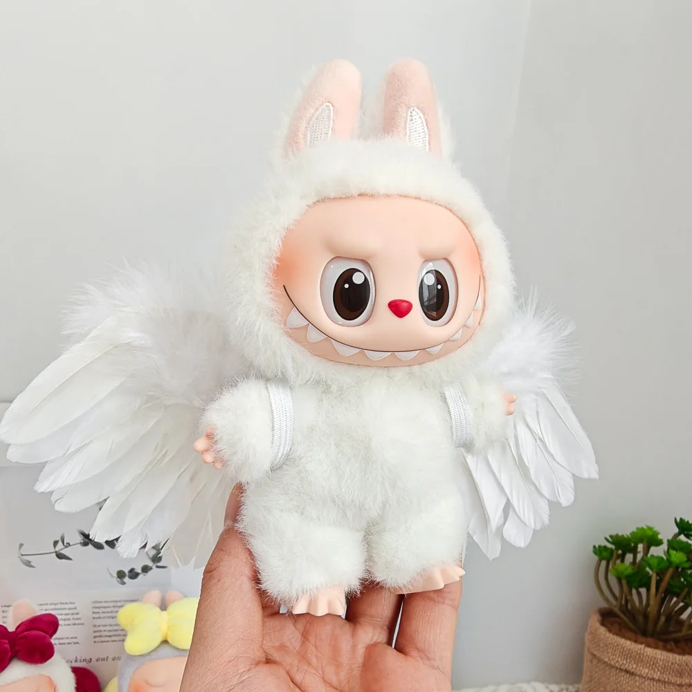 Doll Clothes Outfit Accessories for 15-17cm Labubu Black White Angel Feather Wings DIY Mini Dolls Clothing Girl Gift Doll Clothes Outfit Accessories for 15-17cm Labubu Black White Angel Feather Wings DIY Mini Dolls Clothing Girl Gift