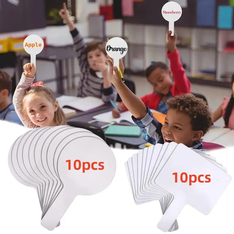 10Pcs Dry Erase Answer Paddles Handheld Double Sided Paddle Mini White Boards Small White Board Dry Erase Signs Auction Paddl