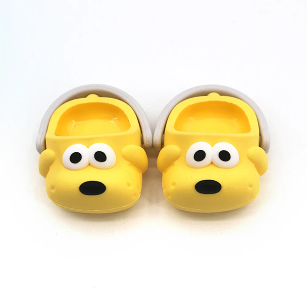 For 17cm Cute Labubu Macaron Vinyl Doll Cartoon Rubber Slippers Shark Lion Dance Style Labubu Accessories Ropa Labubu