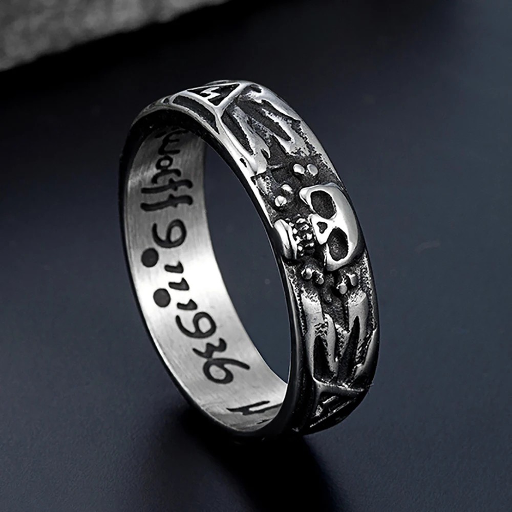 Vintage Gothic Skull Rings for Men Boy Stainless Steel Punk Skeleton Finger Ring Hip Hop Style Unique Jewelry Gifts Wholesale Vintage Gothic Skull Rings for Men Boy Stainless Steel Punk Skeleton Finger Ring Hip Hop Style Unique Jewelry Gifts Wholesale