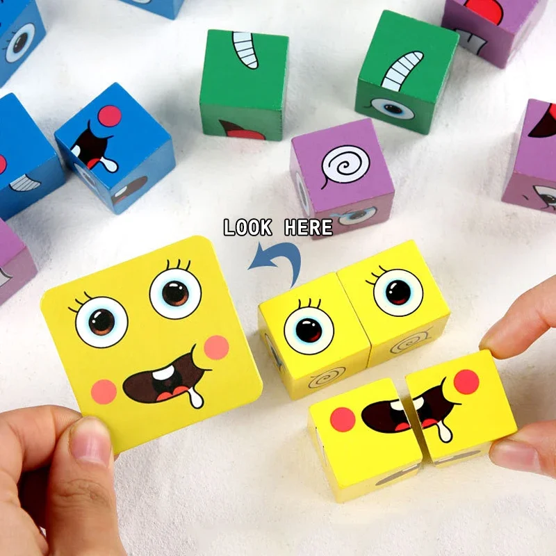 Kids Face Change Expression Puzzle Building Blocks Montessori Cube Table Game Toy Early Educational Toys for Children Gifts Kids Face Change Expression Puzzle Building Blocks Montessori Cube Table Game Toy Early Educational Toys for Children Gifts