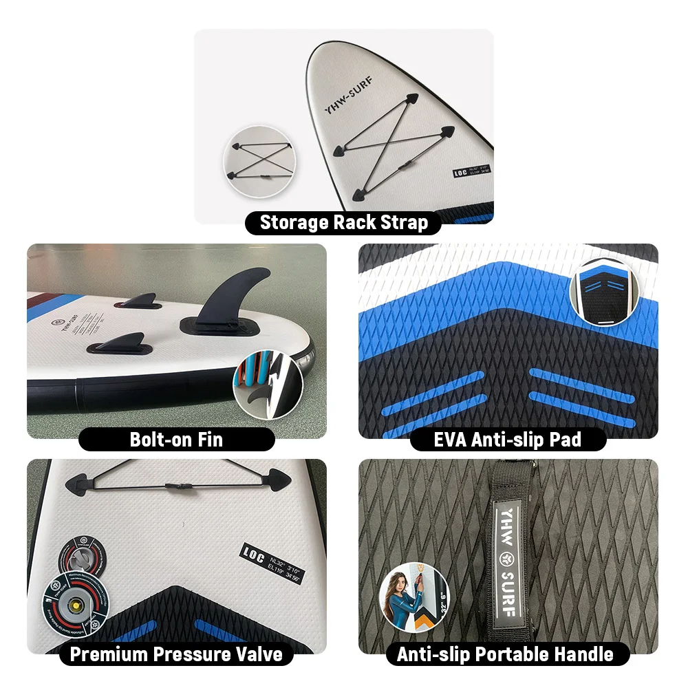 10.6ft Surfboard PVC Inflatable Paddle Board Seaside Beach Water-skiing Stand Up Paddle Board with Foot Rope 10.6ft Surfboard PVC Inflatable Paddle Board Seaside Beach Water-skiing Stand Up Paddle Board with Foot Rope