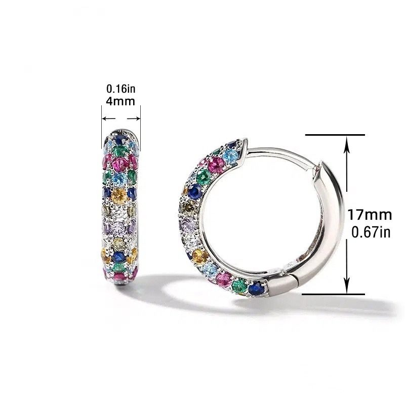 New Fashion Silver Plate Round Mini Earrings Set Half Hoop Colorful Zircon Ladies Luxury Jewelry Hoop Earrings for Woman Gifts New Fashion Silver Plate Round Mini Earrings Set Half Hoop Colorful Zircon Ladies Luxury Jewelry Hoop Earrings for Woman Gifts
