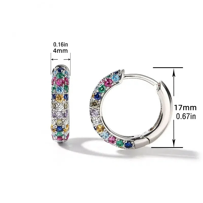 New Fashion Silver Plate Round Mini Earrings Set Half Hoop Colorful Zircon Ladies Luxury Jewelry Hoop Earrings for Woman Gifts New Fashion Silver Plate Round Mini Earrings Set Half Hoop Colorful Zircon Ladies Luxury Jewelry Hoop Earrings for Woman Gifts