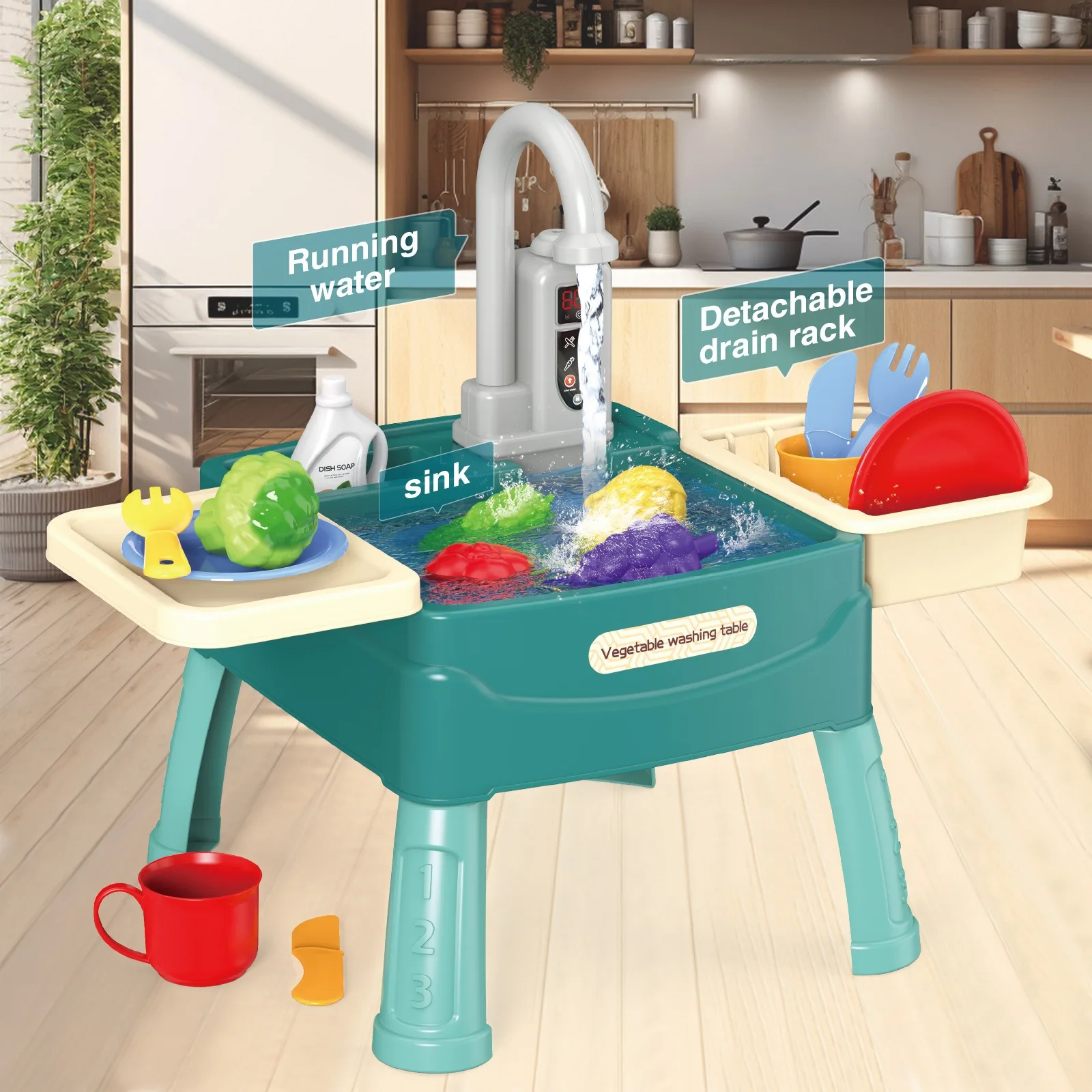 Children's Play At Home Toys Early Education Kitchen Simulation Electric Dishwashing Table Water Outlet Vegetable Washing Toys Children's Play At Home Toys Early Education Kitchen Simulation Electric Dishwashing Table Water Outlet Vegetable Washing Toys