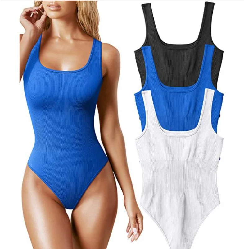 2024 summer solid sexy bodycon women bodysuits female Knit slim casual bodysuit chic lady club short playsuits femme 2024 summer solid sexy bodycon women bodysuits female Knit slim casual bodysuit chic lady club short playsuits femme