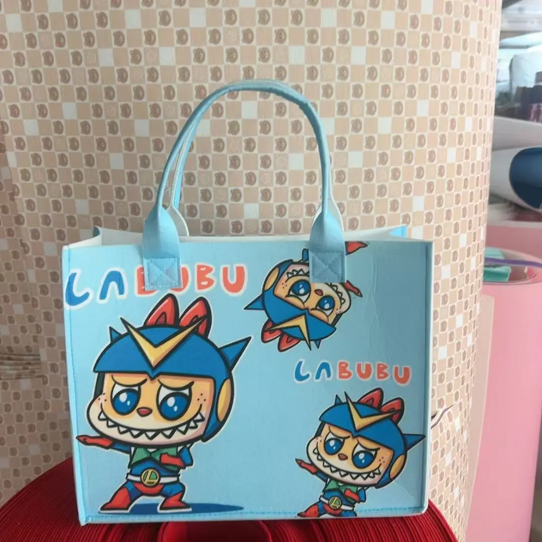 Labubu Creative Cartoon Anime Periphery Cute Print Student One Shoulder Hand Felt Bag Portable Open Large Capacity Travel Bag Labubu Creative Cartoon Anime Periphery Cute Print Student One Shoulder Hand Felt Bag Portable Open Large Capacity Travel Bag
