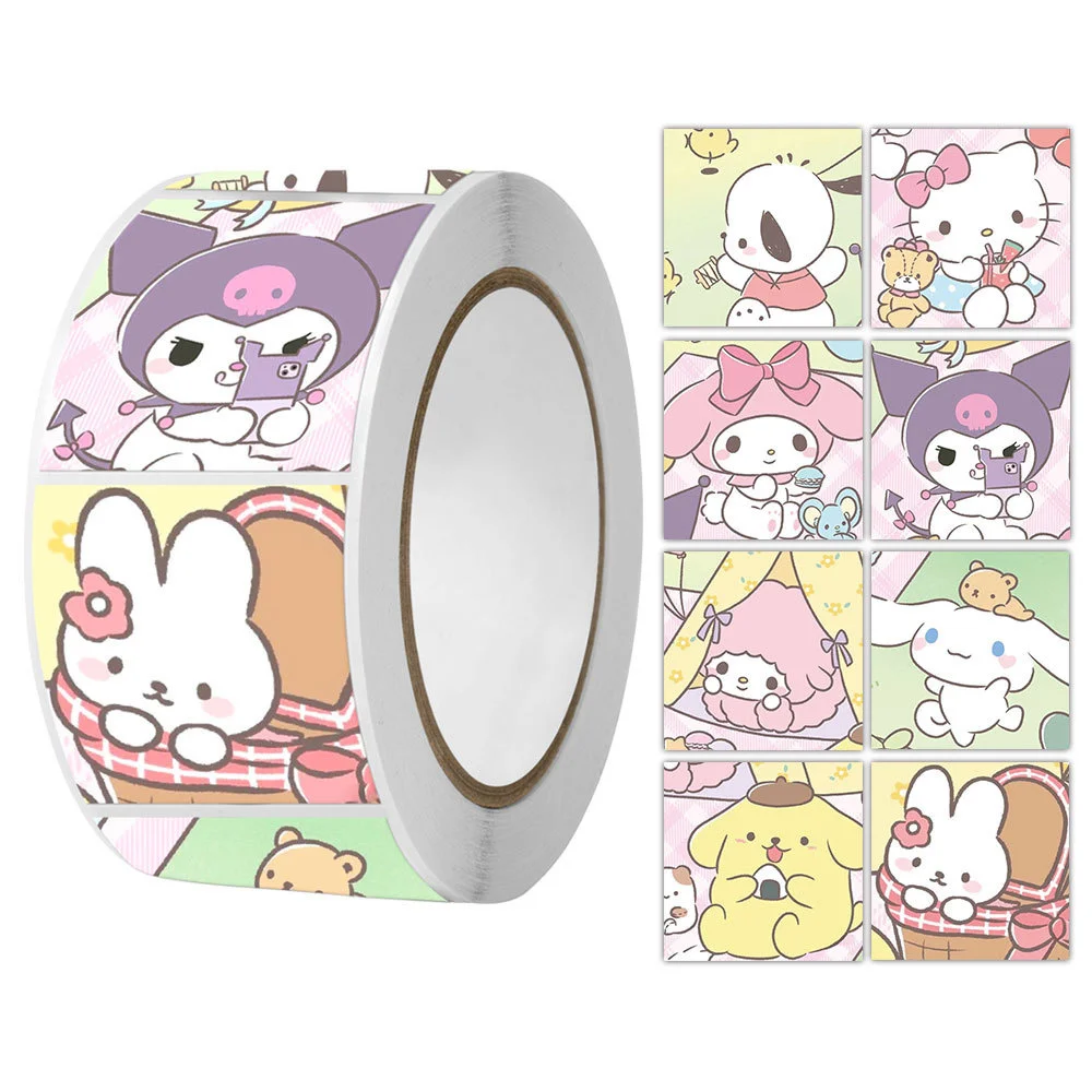 500Pcs/Roll Sanrio Stickers Kawaii Hello Kitty Melody Kuromi Cinnamoroll Luggage Graffiti Decals Kid Toy Decoration Sticker Gift 500Pcs/Roll Sanrio Stickers Kawaii Hello Kitty Melody Kuromi Cinnamoroll Luggage Graffiti Decals Kid Toy Decoration Sticker Gift