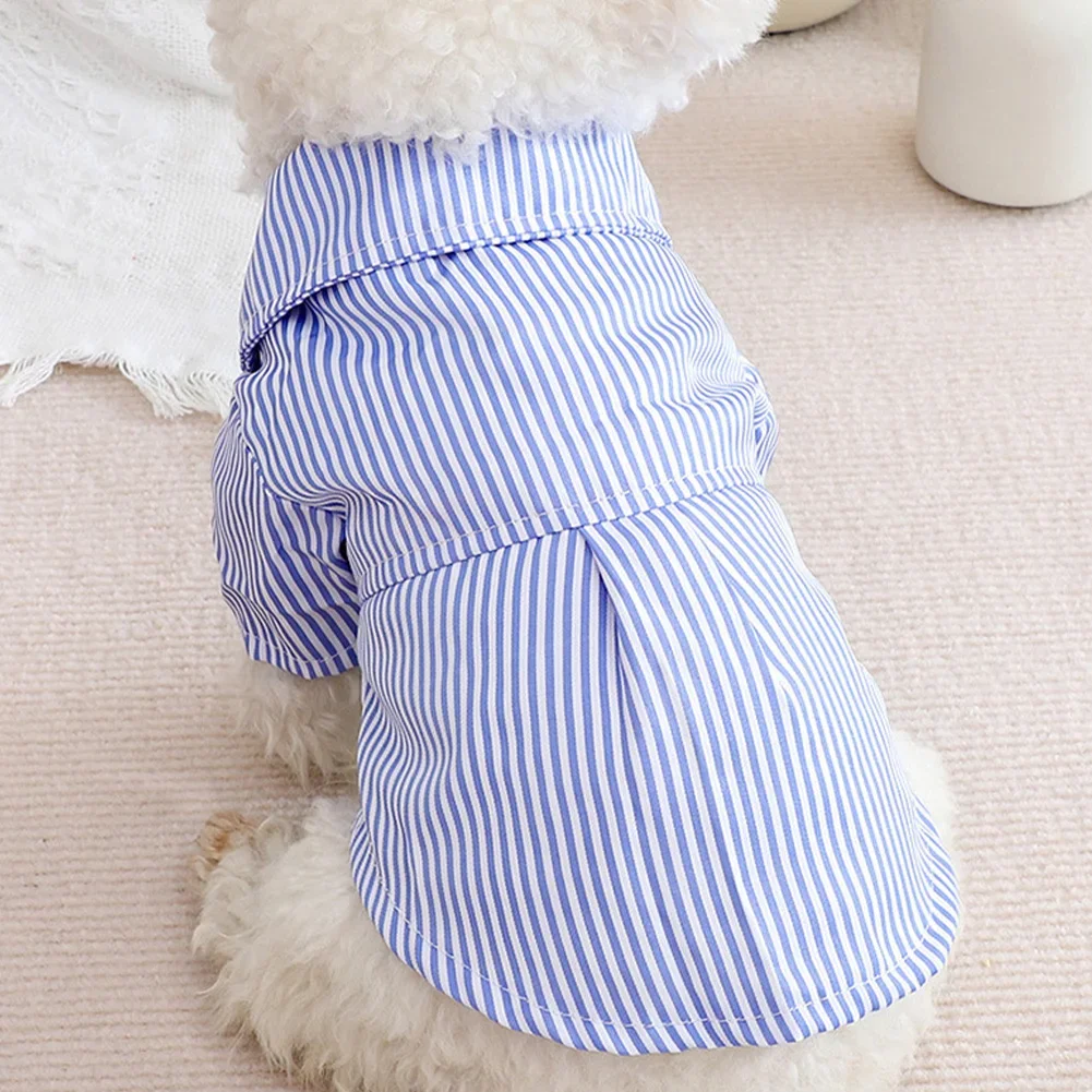2024 Pet Dog Clothes Bowknot Striped Shirts for Dogs Clothing Cat Small Thin Summer Blue Fashion Boy Girl Chihuahua Pet Products