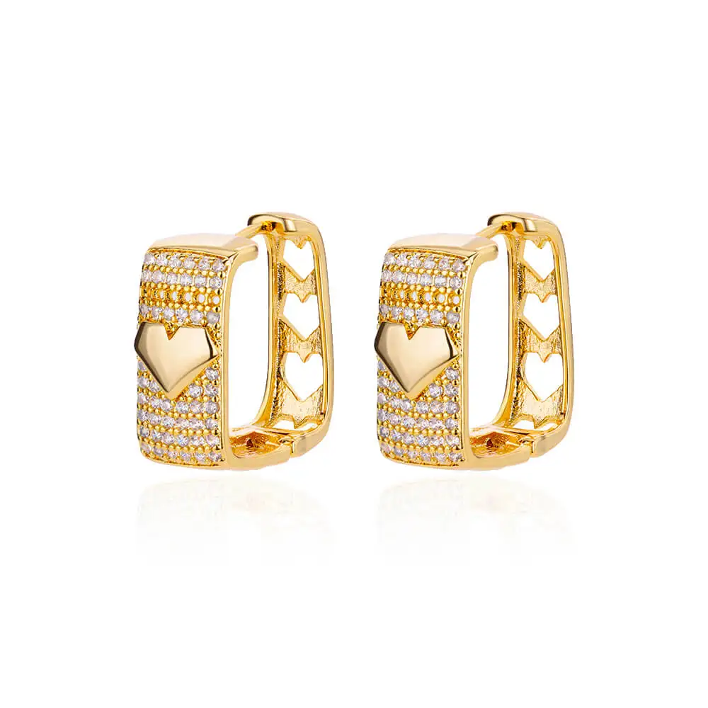 Shiny Zircon Circle Square Hoop Earrings for Women Gold Color Stainless Steel Earrings Luxury Christmas Jewelry Wedding aretes Shiny Zircon Circle Square Hoop Earrings for Women Gold Color Stainless Steel Earrings Luxury Christmas Jewelry Wedding aretes