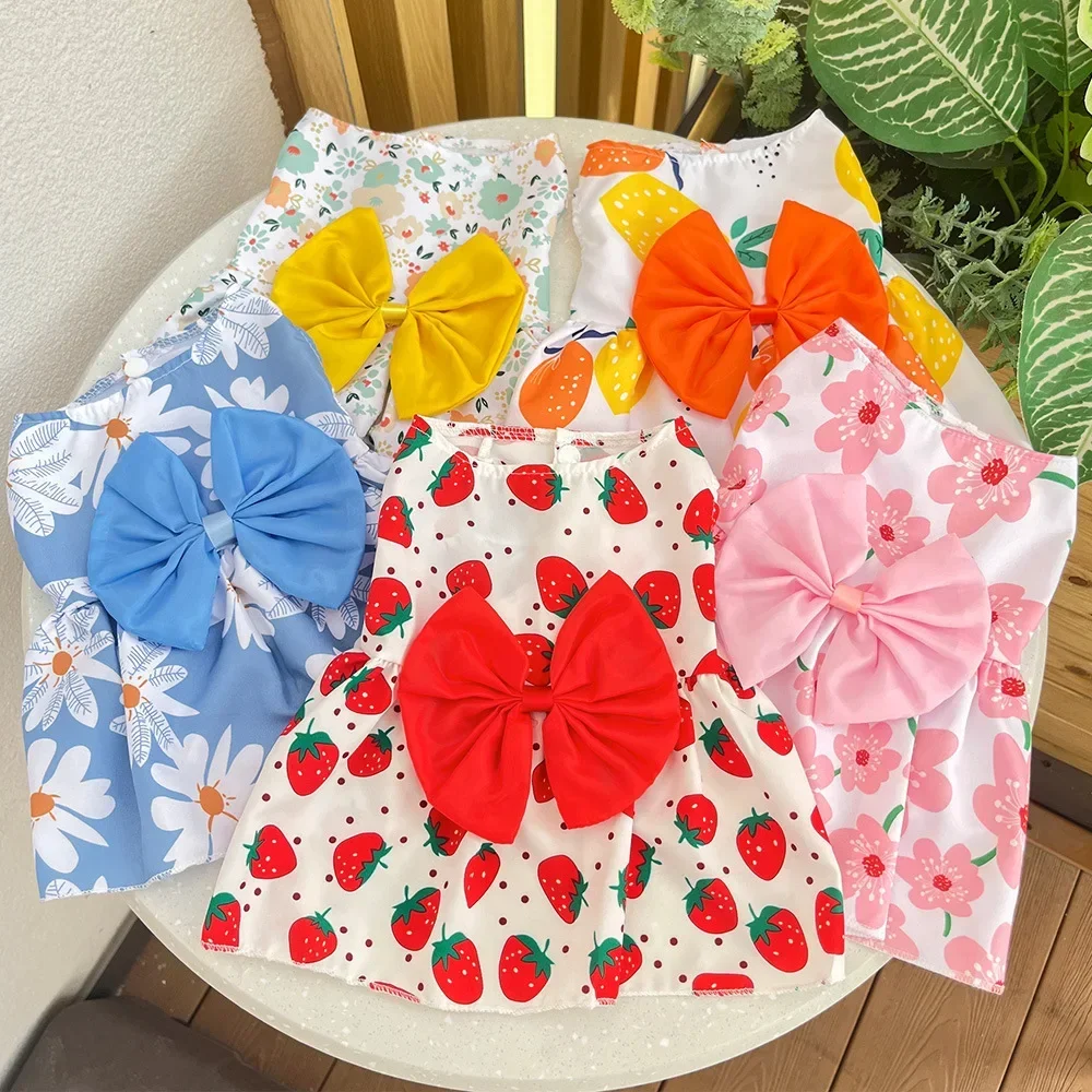 Cute Dog Dress Girl Dog Sleeveless Clothes Flower Printed Pet Apparel Doggies Bowknot Tulle Skirt Cat Clothing Small Puppy Dress Cute Dog Dress Girl Dog Sleeveless Clothes Flower Printed Pet Apparel Doggies Bowknot Tulle Skirt Cat Clothing Small Puppy Dress