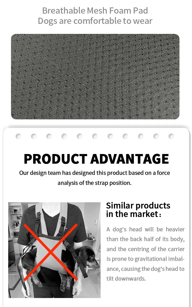New Pet Cat Dog Double Shoulder Horizontal Hugging Backpack Outdoor Breathable Convenient Four Legs Carrying Bag Pet Products