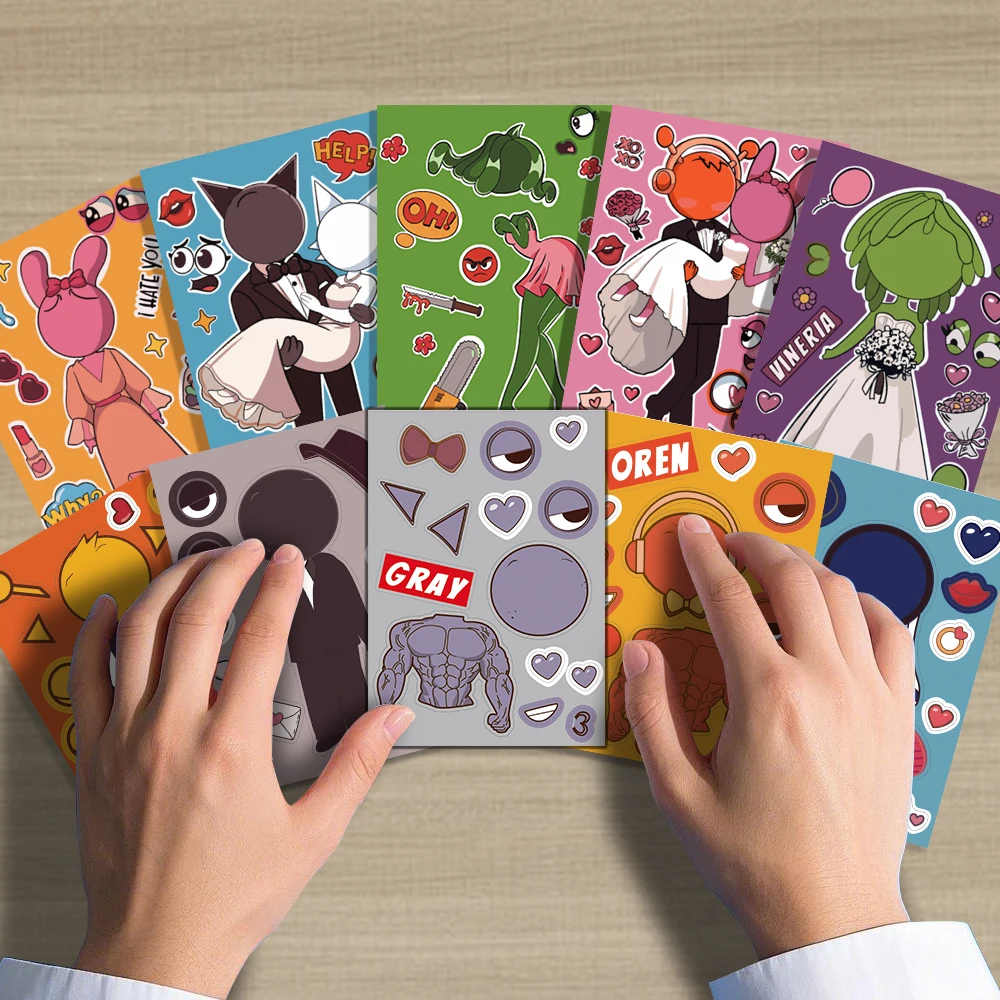 10 Sheets Sprunki Stickers Make A Face Puzzle Stickers Cartoon Parent-child Interactive Puzzle Ledger DIY Face Stickers Kid Gift 10 Sheets Sprunki Stickers Make A Face Puzzle Stickers Cartoon Parent-child Interactive Puzzle Ledger DIY Face Stickers Kid Gift