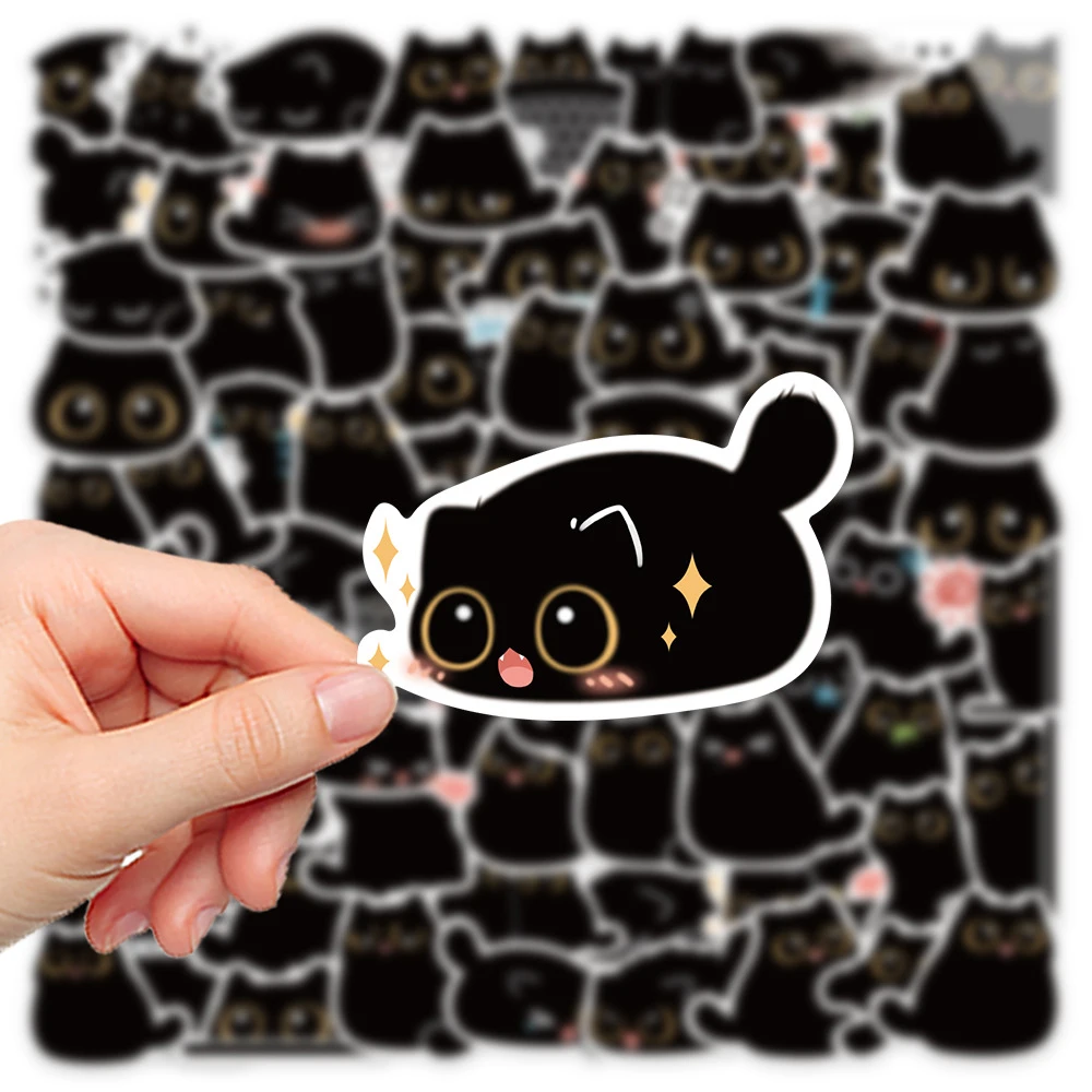 10/20/40/80PCS Black Cat Cute Kawaii Stickers Vintage For DIY Notebook Scrapbooking Motorcycle Laptop Luggage Graffiti Decals