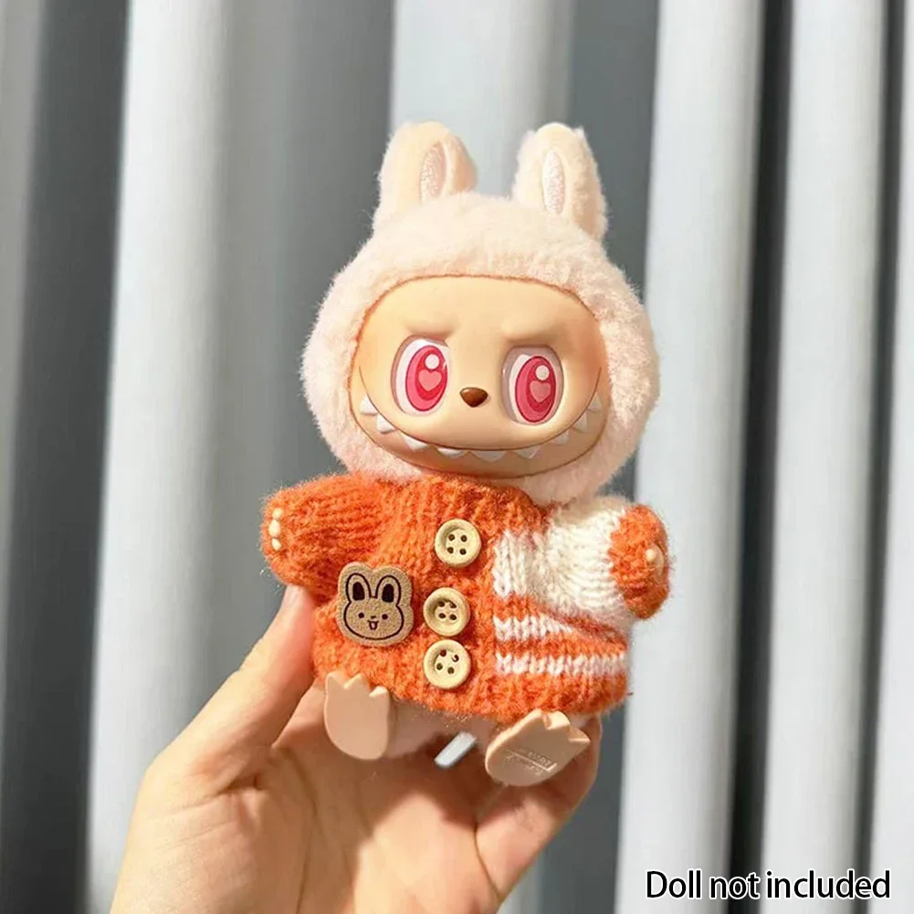 For 15-17 cm v1v2 Labubu Clothes outfit Labubu Sitting Party Bear Label Scarf Hat Bag Dolls Accessories Cute Decoration