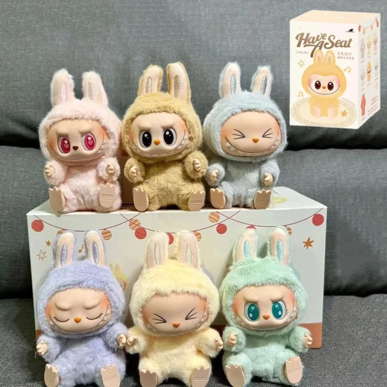 Kawaii Labubu The Monsters  Blind Box Have A Seat Series Macarrr Vinyl Base Series Monster Keychain  Decorations Birthday Gifts