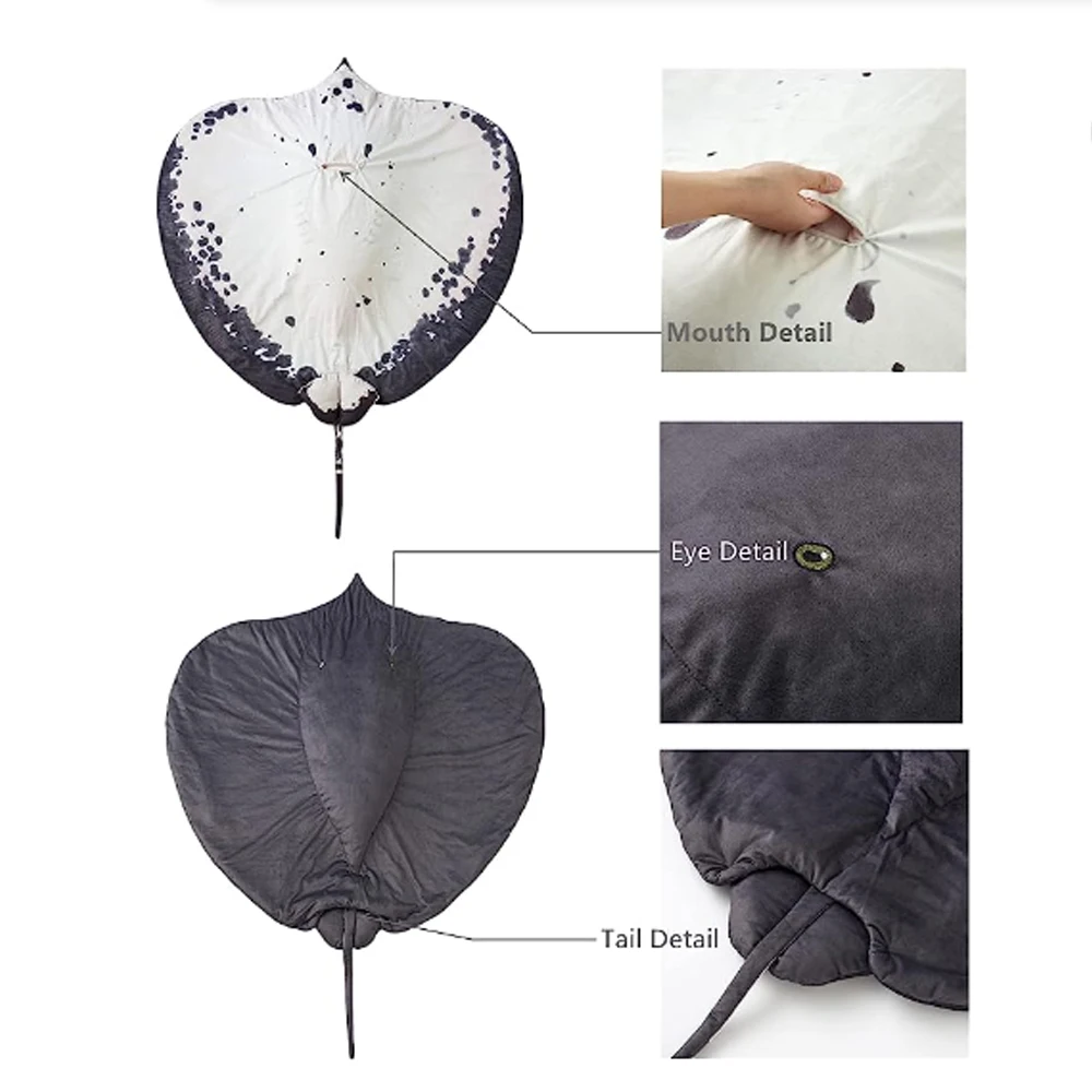 Lifelike Manta Ray Fish Plush Toys Simulation Devil Ray Carpet Pillow Doll Air Conditioner Room Nap Pause Quilt Tatami Cushion Lifelike Manta Ray Fish Plush Toys Simulation Devil Ray Carpet Pillow Doll Air Conditioner Room Nap Pause Quilt Tatami Cushion