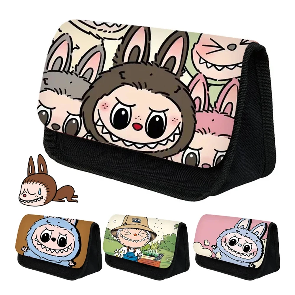 Labubu Pencil Cases Kawaii Large Capacity Pencil Storage Bag Student Stationery Organizer Pouch School Office Supplies Kids Gift