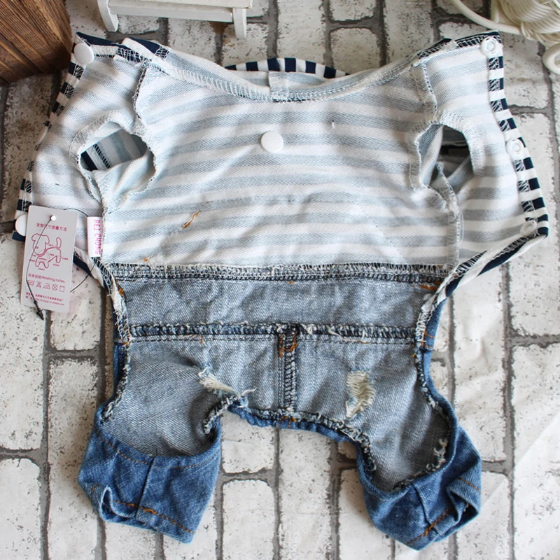Pet Denim Jumpsuit Dog Jeans Hoodies Cool Blue Coat Medium Small Dogs Classic Jacket Puppy Blue Vintage Washed Vests