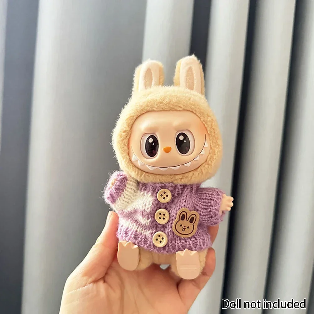 For 15-17 cm v1v2 Labubu Clothes outfit Labubu Sitting Party Bear Label Scarf Hat Bag Dolls Accessories Cute Decoration