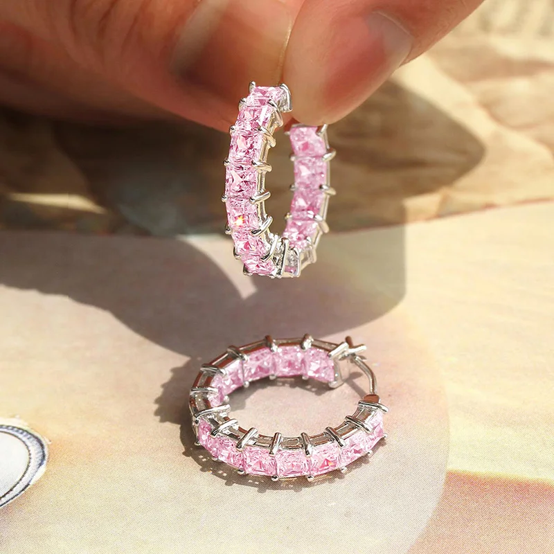 Huitan Fashion Silver Color Cross Hoop Earrings for Women Full Crystal Cubic Zirconia Statement Female Earrings Trends Jewelry Huitan Fashion Silver Color Cross Hoop Earrings for Women Full Crystal Cubic Zirconia Statement Female Earrings Trends Jewelry
