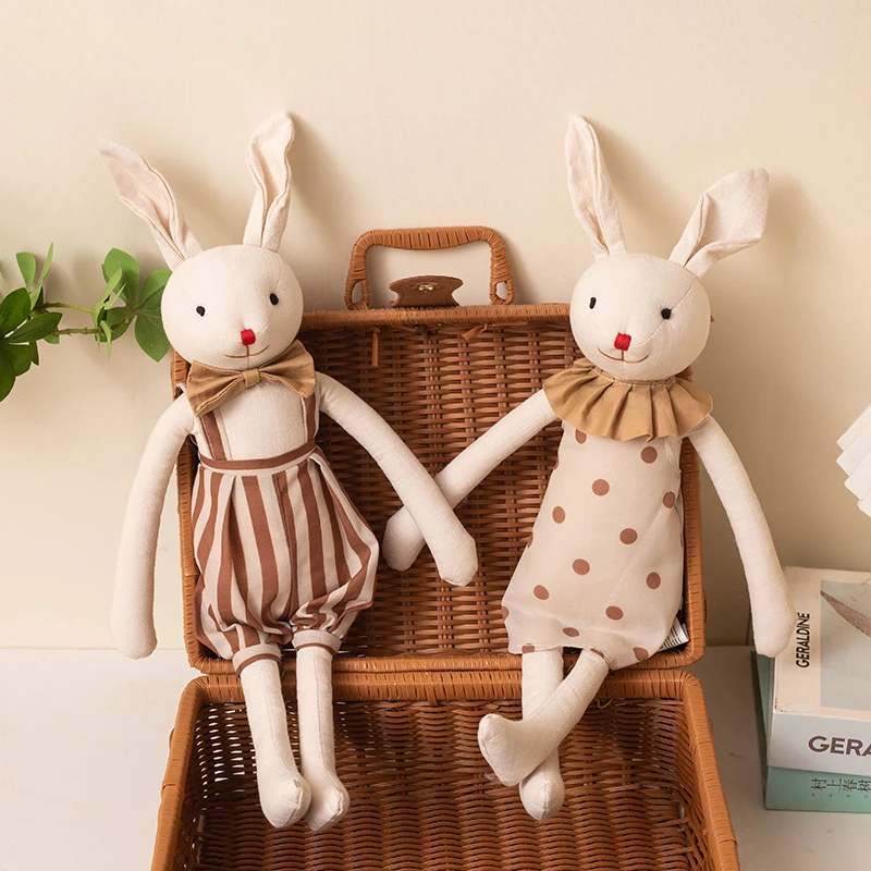 Stuffed Bunny Cloth Dress Toys Smoothing Toy for Infant Cuddling sleep doll for Girls Handmade Diversity Brown Rabbit Plushie Stuffed Bunny Cloth Dress Toys Smoothing Toy for Infant Cuddling sleep doll for Girls Handmade Diversity Brown Rabbit Plushie