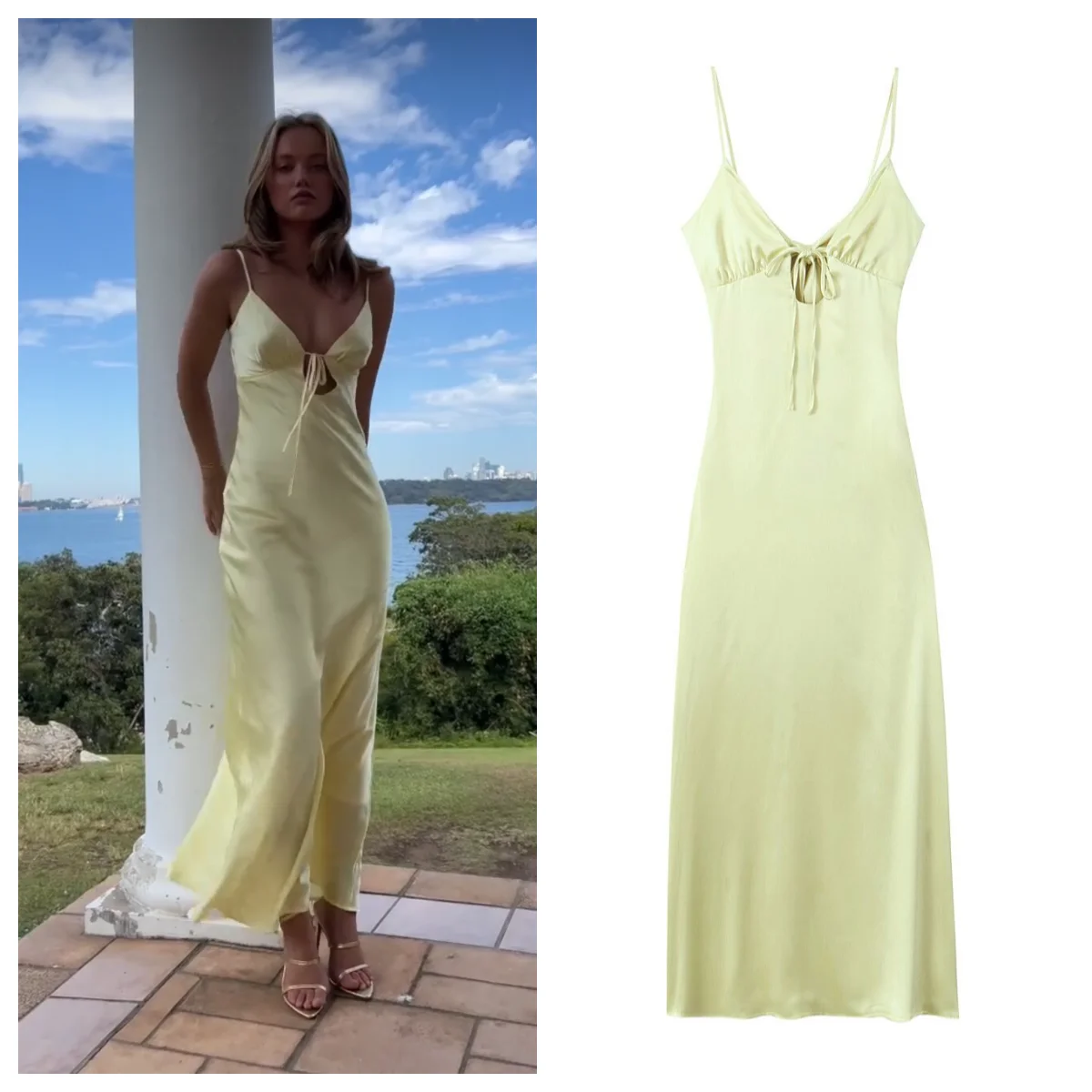 European and American cross-border women's French silk satin texture suspender dress for women summer slimming long dress European and American cross-border women's French silk satin texture suspender dress for women summer slimming long dress