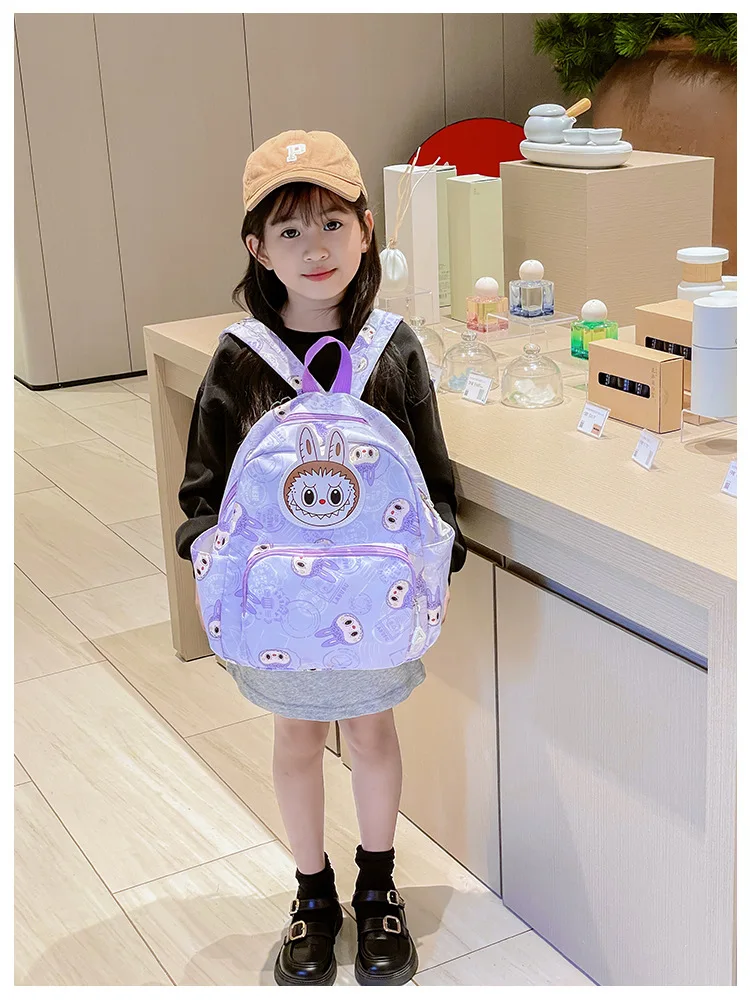 Cartoon Labubu Backpack Kawaii Brown Monster Kids Messenger Bag Cute Student Shouder Bag Outdoor Travel Use Children's Gift EB18