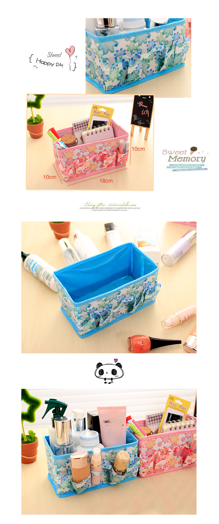 Organizer box makeup organizers Cosmetic Storage Box Bag Bright Color Foldable Stationary Container Makeup organizador watch box