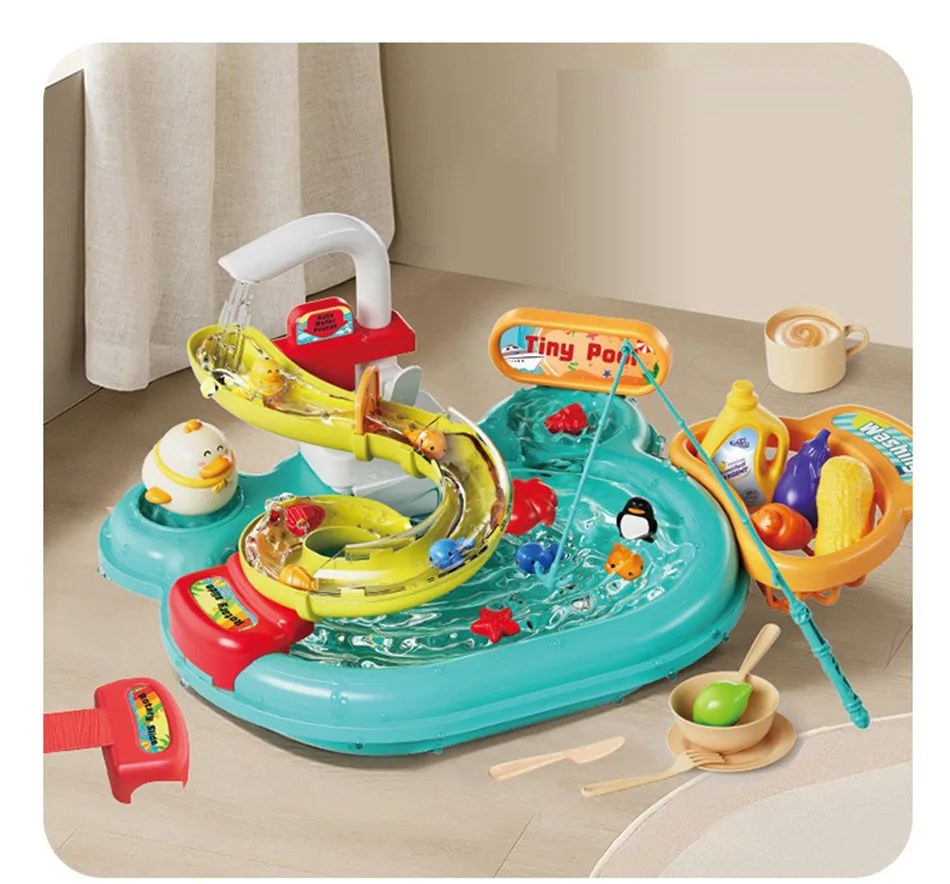 Kids Kitchen Sink Toys Electric Dishwasher Playing Toy With Running Water Pretend Play Food Fishing Toy Role Playing Girls Gift Kids Kitchen Sink Toys Electric Dishwasher Playing Toy With Running Water Pretend Play Food Fishing Toy Role Playing Girls Gift