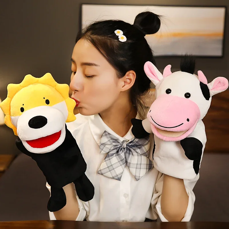 Stuffed Plush Animals Toys Hand Finger Puppet Kawaii Dolls Educational Baby Toys Learning & Education Monkey Tiger Children Gift