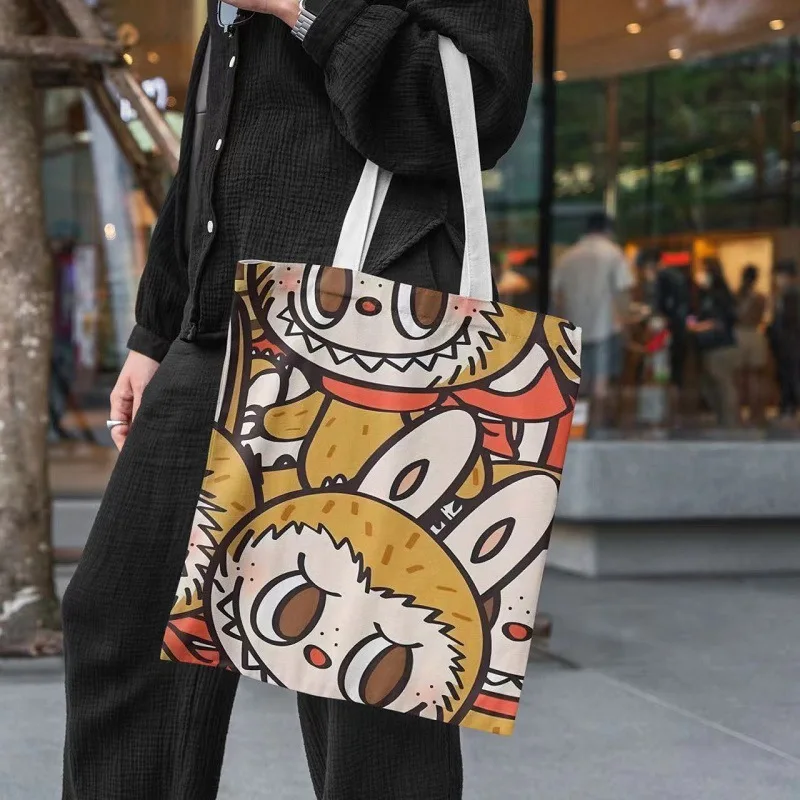 Hot 19 Styles Labubu Canvas Storage Bag Female Cute Cartoon Shopping HandBag Casual Student Shoulder Bag Hot 19 Styles Labubu Canvas Storage Bag Female Cute Cartoon Shopping HandBag Casual Student Shoulder Bag