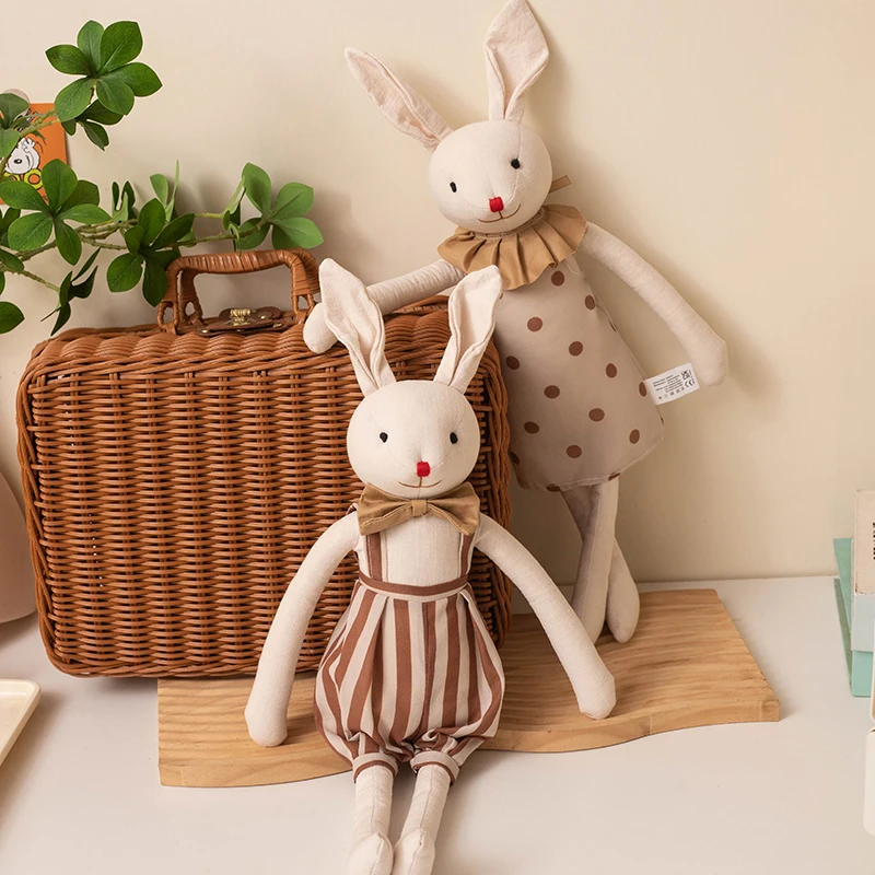 Stuffed Bunny Cloth Dress Toys Smoothing Toy for Infant Cuddling sleep doll for Girls Handmade Diversity Brown Rabbit Plushie Stuffed Bunny Cloth Dress Toys Smoothing Toy for Infant Cuddling sleep doll for Girls Handmade Diversity Brown Rabbit Plushie