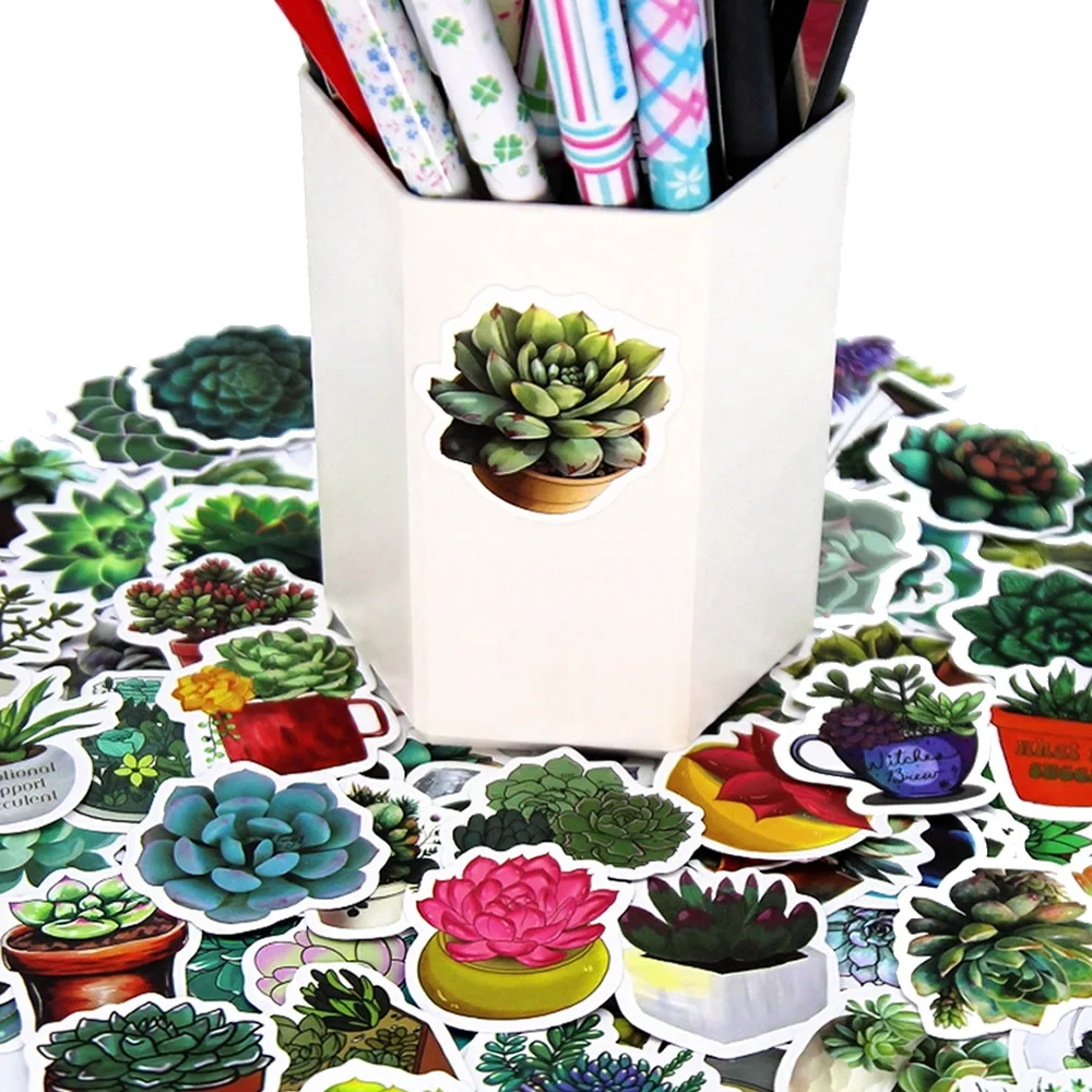 100Pcs Succulent Cute Stickers Pack Aesthetic Stationery Supplies Lot Kawaii Office Teacher School Diary Decoration Korean Paper 100Pcs Succulent Cute Stickers Pack Aesthetic Stationery Supplies Lot Kawaii Office Teacher School Diary Decoration Korean Paper
