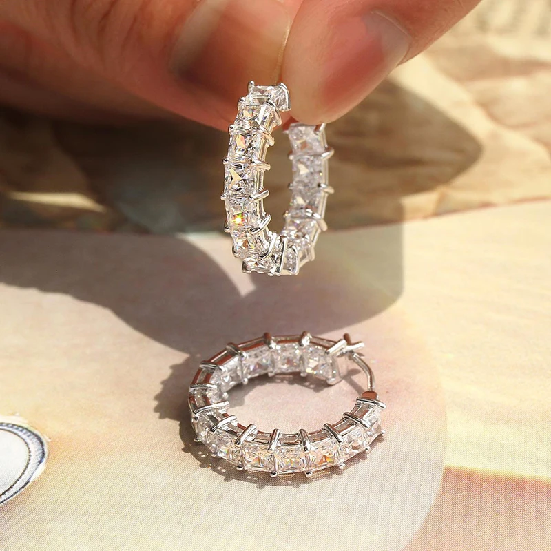 Huitan Fashion Silver Color Cross Hoop Earrings for Women Full Crystal Cubic Zirconia Statement Female Earrings Trends Jewelry Huitan Fashion Silver Color Cross Hoop Earrings for Women Full Crystal Cubic Zirconia Statement Female Earrings Trends Jewelry
