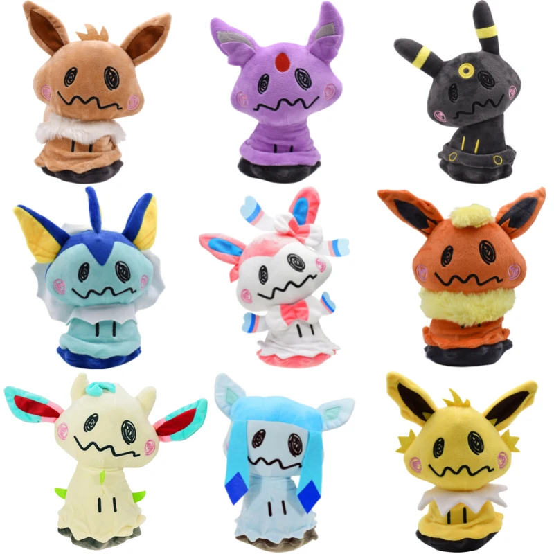 Pokemon Plush Toys Cute Shiny Mimikyu Cosplay Umbreon Jolteon Vaporeon Sylveon Eevee Espeon Glaceon Peluche Dolls Birthday Gifts