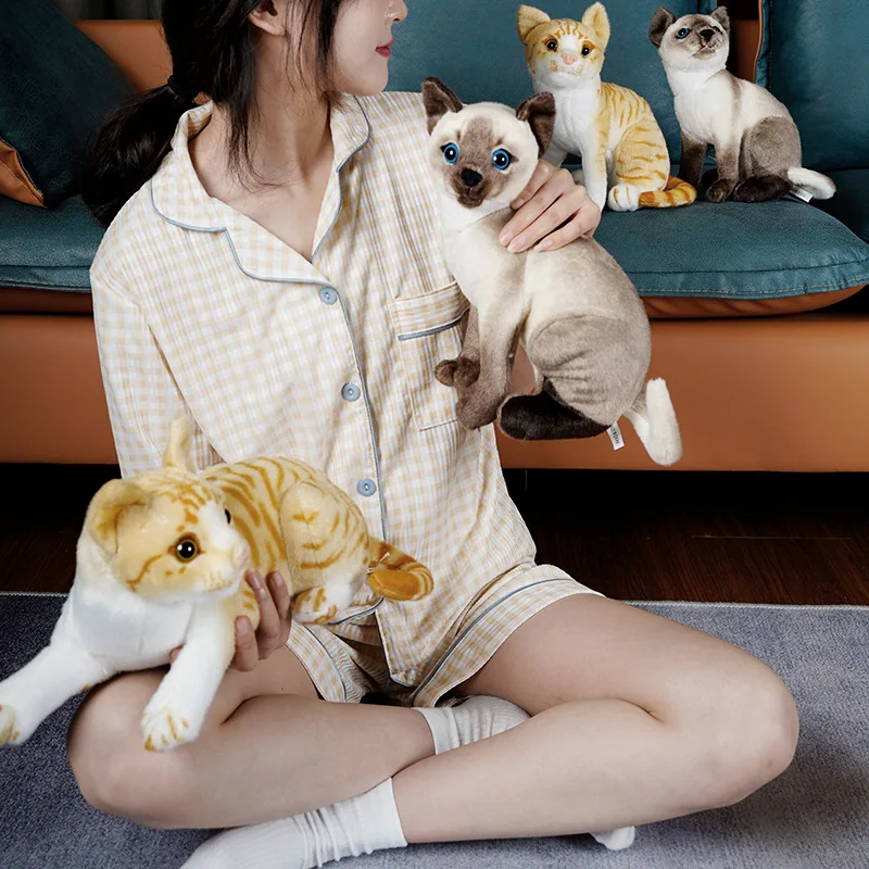 1pc 4 Colors INS Like Real Prone Cat Plush Doll Stuffed Pure Colors Grey White Yellow Kitten Toy Pets Animal Kids Gift 1pc 4 Colors INS Like Real Prone Cat Plush Doll Stuffed Pure Colors Grey White Yellow Kitten Toy Pets Animal Kids Gift