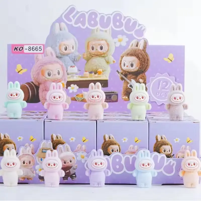 Labubu Blind Box Cartoon Flocking Hand-Made Blind Box High-Value Cute Doll Desktop Ornaments Model Children'S Gifts In Stock Labubu Blind Box Cartoon Flocking Hand-Made Blind Box High-Value Cute Doll Desktop Ornaments Model Children'S Gifts In Stock