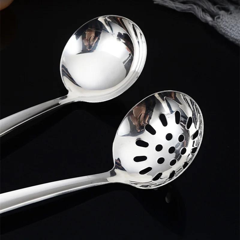 Silver Stainless Steel Soup Spoon Flat Colander Serving Spoon Cake Spatula Leaking Shovel Public Cutlery Set Cooking Utensil Silver Stainless Steel Soup Spoon Flat Colander Serving Spoon Cake Spatula Leaking Shovel Public Cutlery Set Cooking Utensil