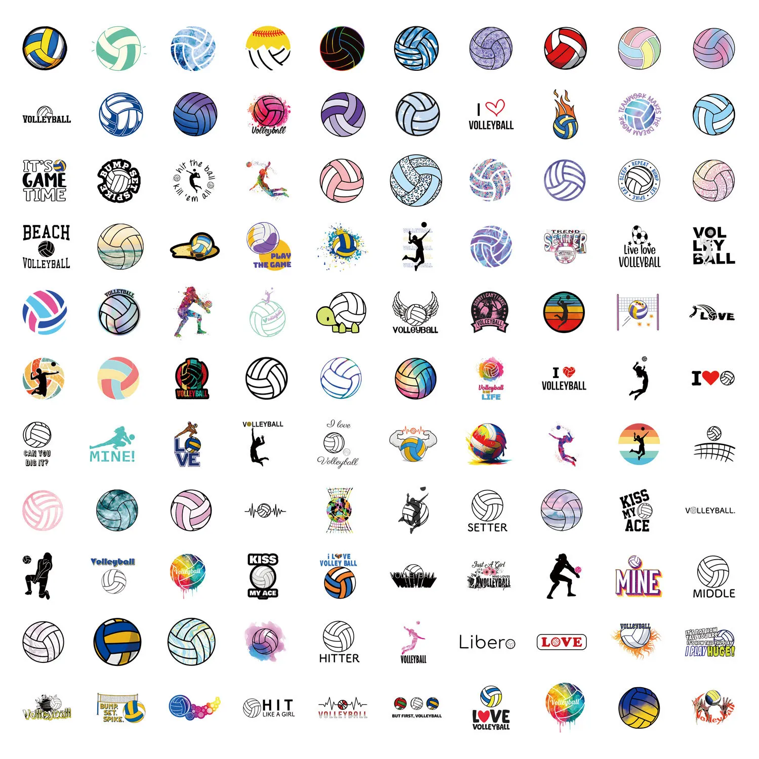 10/30/55/110PCS Volleyball Cartoon Stickers Ball Sports Graffiti Sticker Luggage Laptop Phone Guitar Car Bike Decals Kids Toys 10/30/55/110PCS Volleyball Cartoon Stickers Ball Sports Graffiti Sticker Luggage Laptop Phone Guitar Car Bike Decals Kids Toys