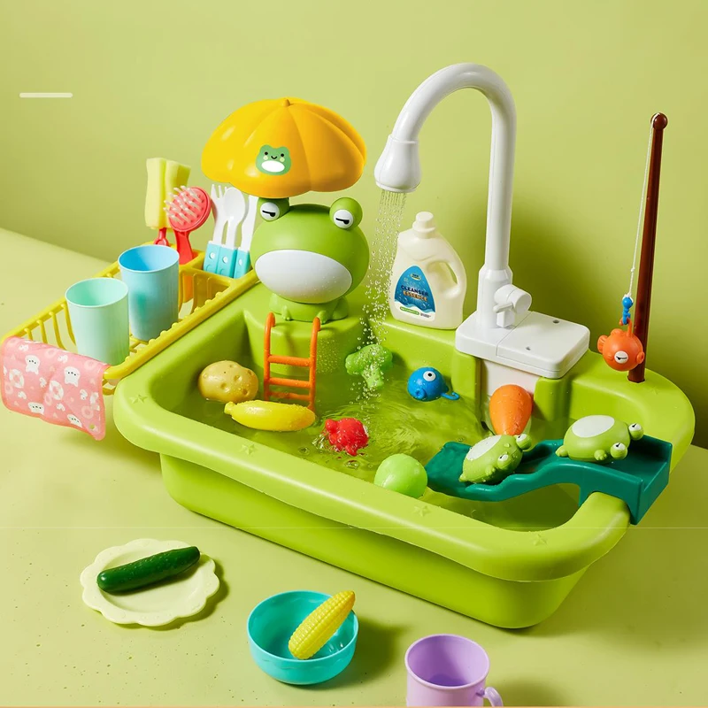 Kids Kitchen Sink Toys Electric Dishwasher Playing Toy With Running Water Pretend Play Food Fishing Toy Role Playing Girls Gift Kids Kitchen Sink Toys Electric Dishwasher Playing Toy With Running Water Pretend Play Food Fishing Toy Role Playing Girls Gift