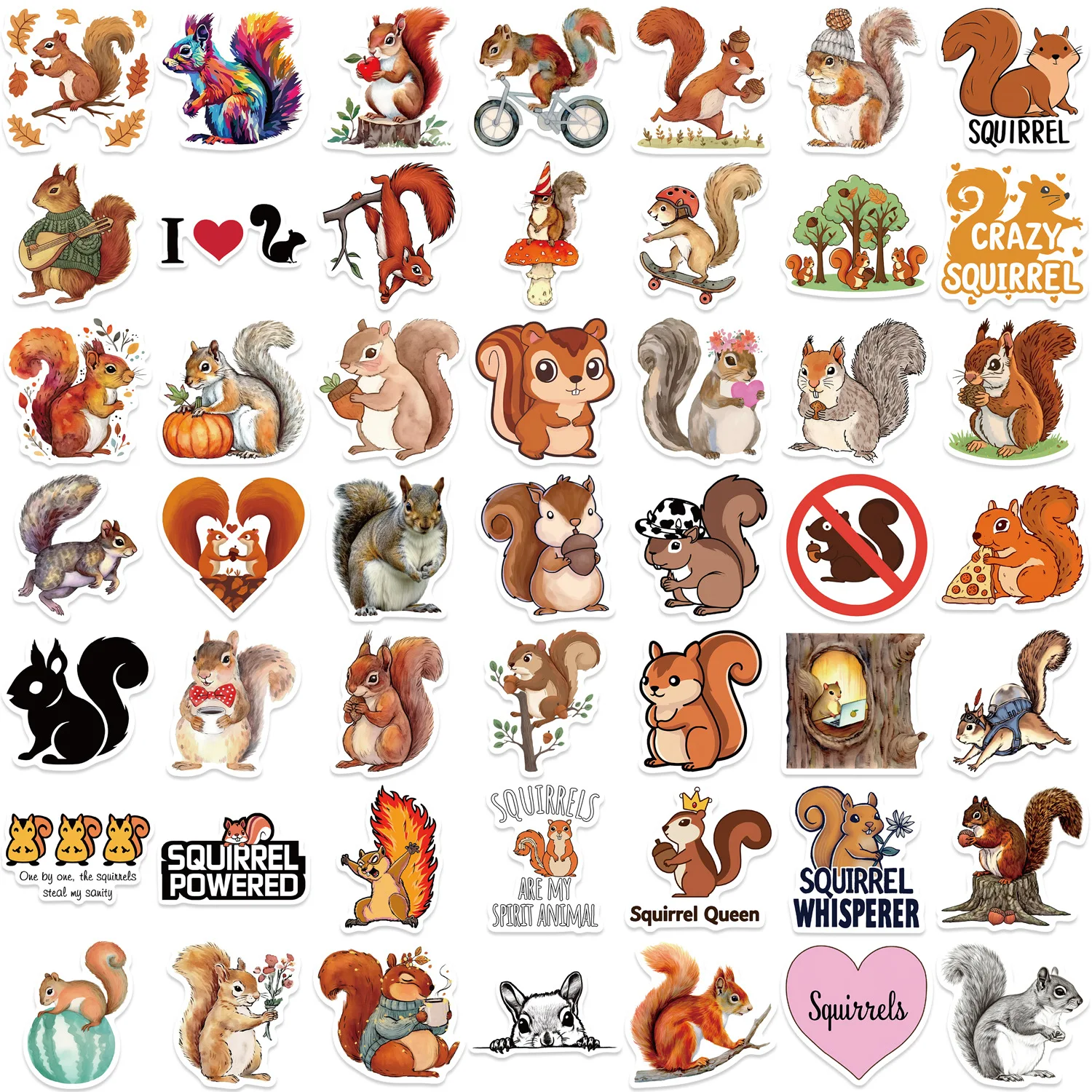 50pcs Squirrel Series Cartoon Cute Waterproof Sticker Skateboarding Snowboard Decorative Mobile Phone Retro Vinyl Sticker 50pcs Squirrel Series Cartoon Cute Waterproof Sticker Skateboarding Snowboard Decorative Mobile Phone Retro Vinyl Sticker