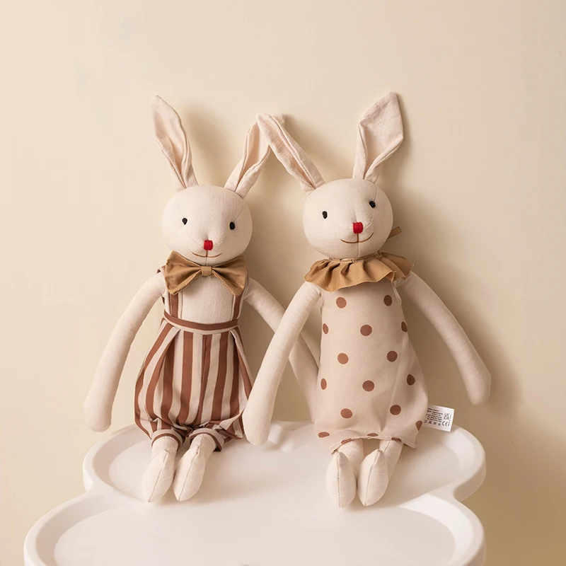 Stuffed Bunny Cloth Dress Toys Smoothing Toy for Infant Cuddling sleep doll for Girls Handmade Diversity Brown Rabbit Plushie Stuffed Bunny Cloth Dress Toys Smoothing Toy for Infant Cuddling sleep doll for Girls Handmade Diversity Brown Rabbit Plushie