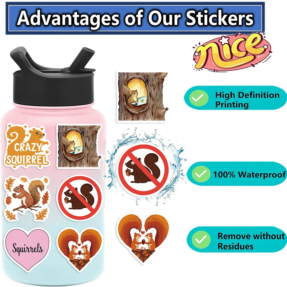 50pcs Squirrel Series Cartoon Cute Waterproof Sticker Skateboarding Snowboard Decorative Mobile Phone Retro Vinyl Sticker 50pcs Squirrel Series Cartoon Cute Waterproof Sticker Skateboarding Snowboard Decorative Mobile Phone Retro Vinyl Sticker