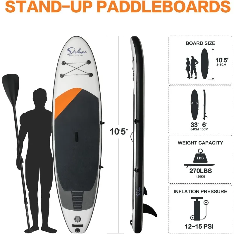 Inflatable Stand Up Paddle Board – Simple Deluxe Premium SUP for All Skill Levels, Pink Paddle Boards for Adults & Youth