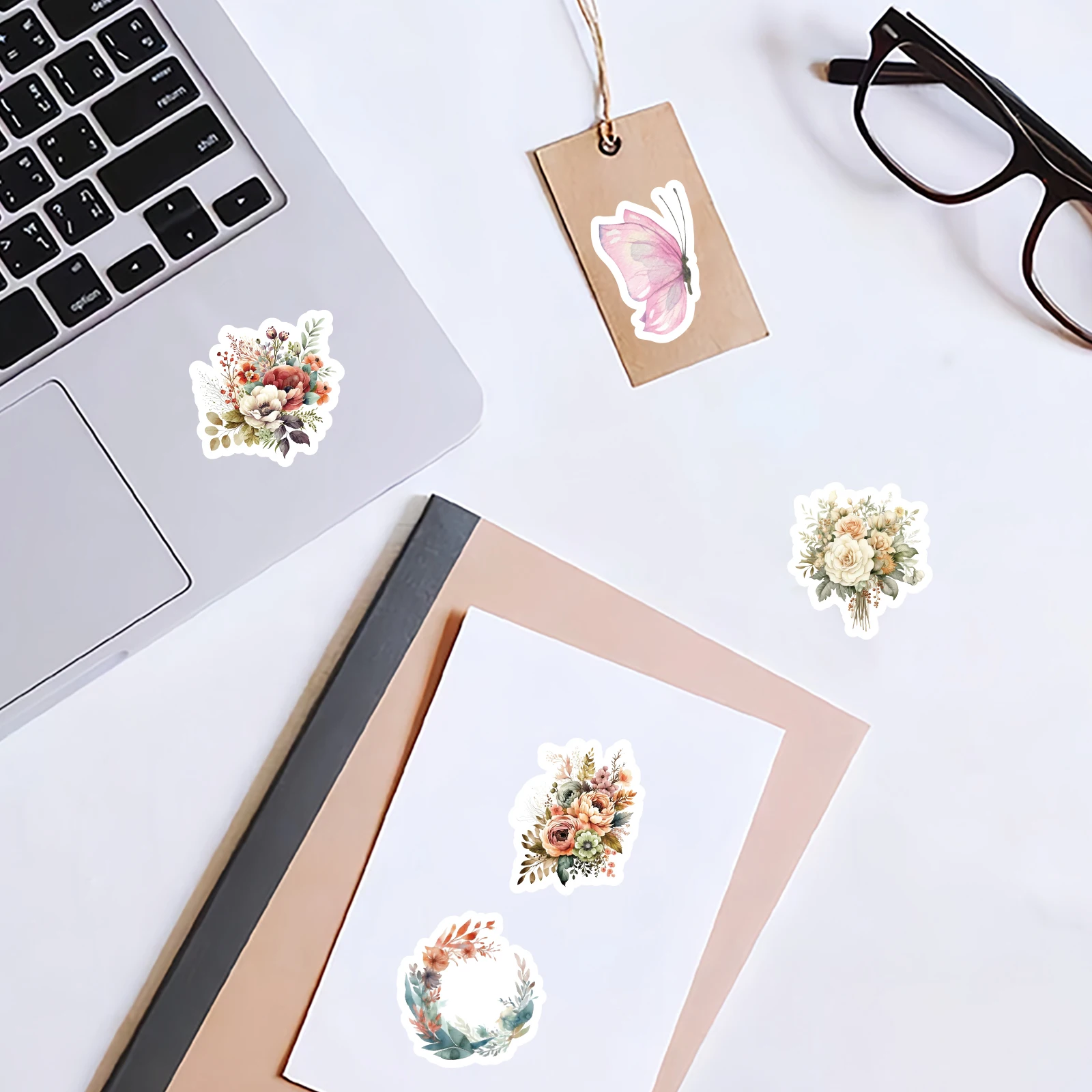 46pcs Vintage Flower Graffiti Stickers Decorated Notebook Diary Water Cup Guitar Suitcase Classic Toy Scrapbook DIY Decals